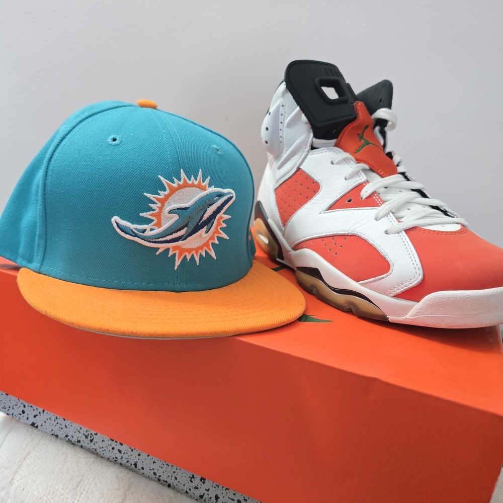 Jordan Kids Teal & Orange Snapback Hat with Dolphin Patch